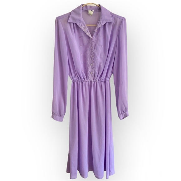 Sheer Lilac 💜 Vintage Dress - Picture 3 of 8